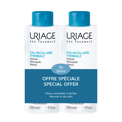 Uriage Micellair Water Normale Tot Droge Huid Promo 2x500ml