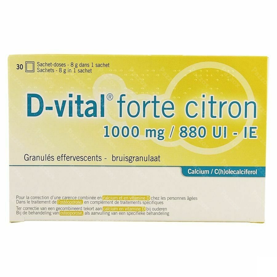 D-vital Forte Citroen 1000mg/880ie Bruis Zakjes 30