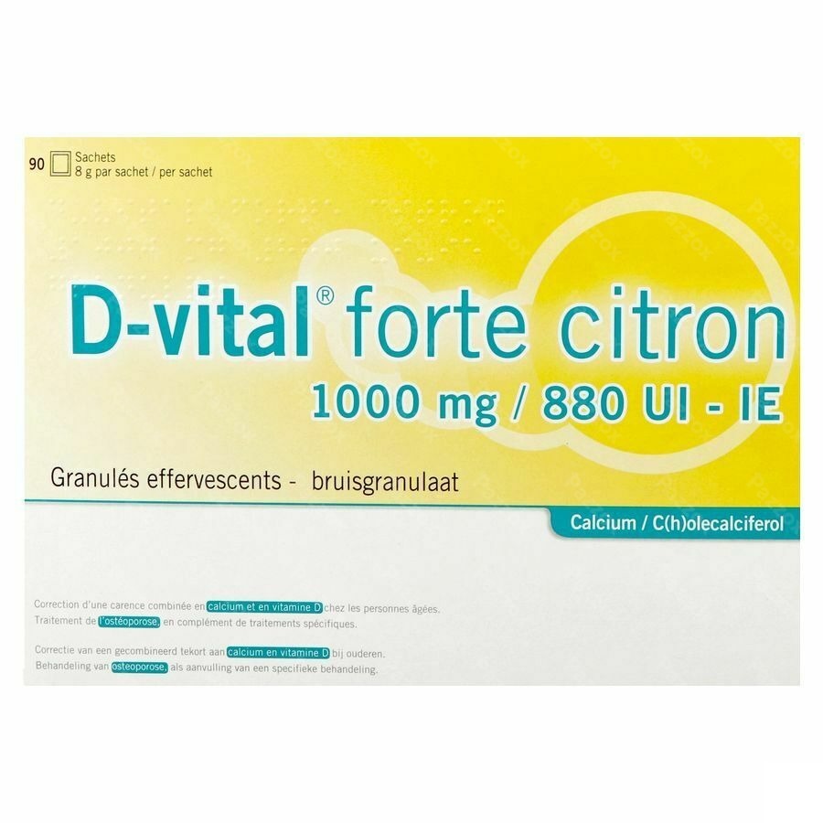 D-vital Forte Citroen 1000mg/880ie Bruis Zakjes 90
