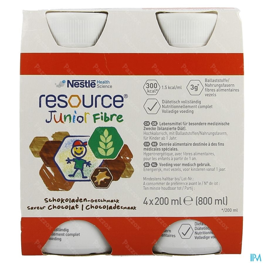 Resource Junior Fibre Chocolade 4x200ml