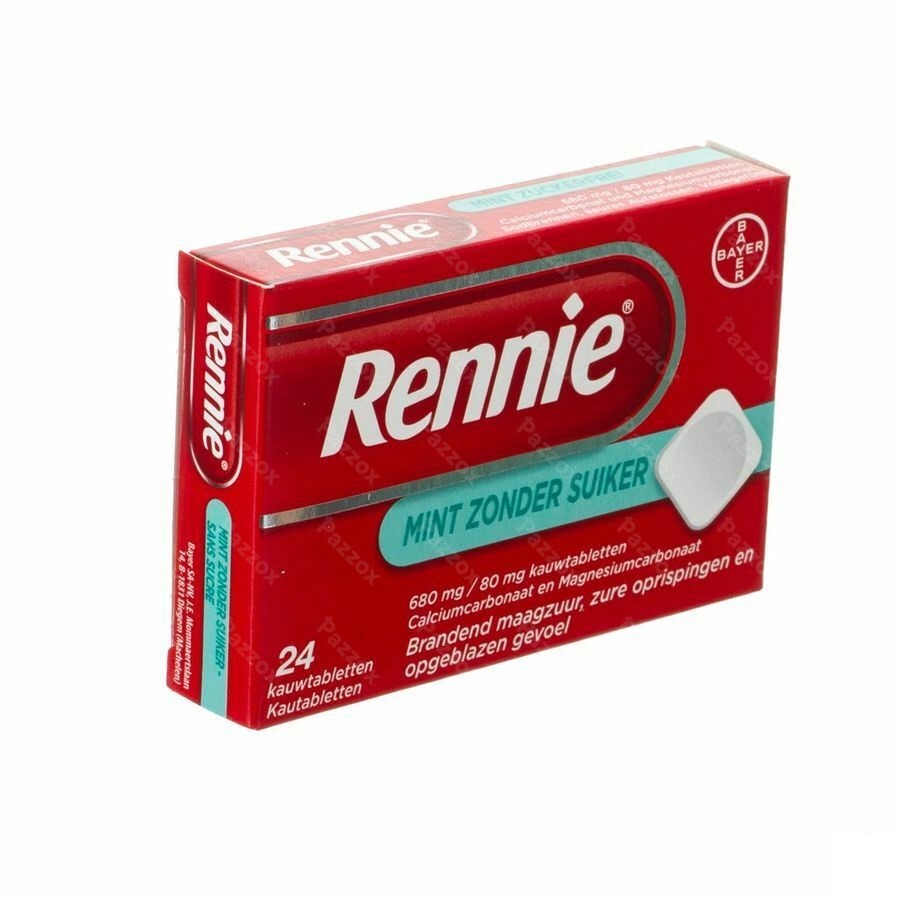 Rennie Mint Z/suiker Kauwtabletten 24