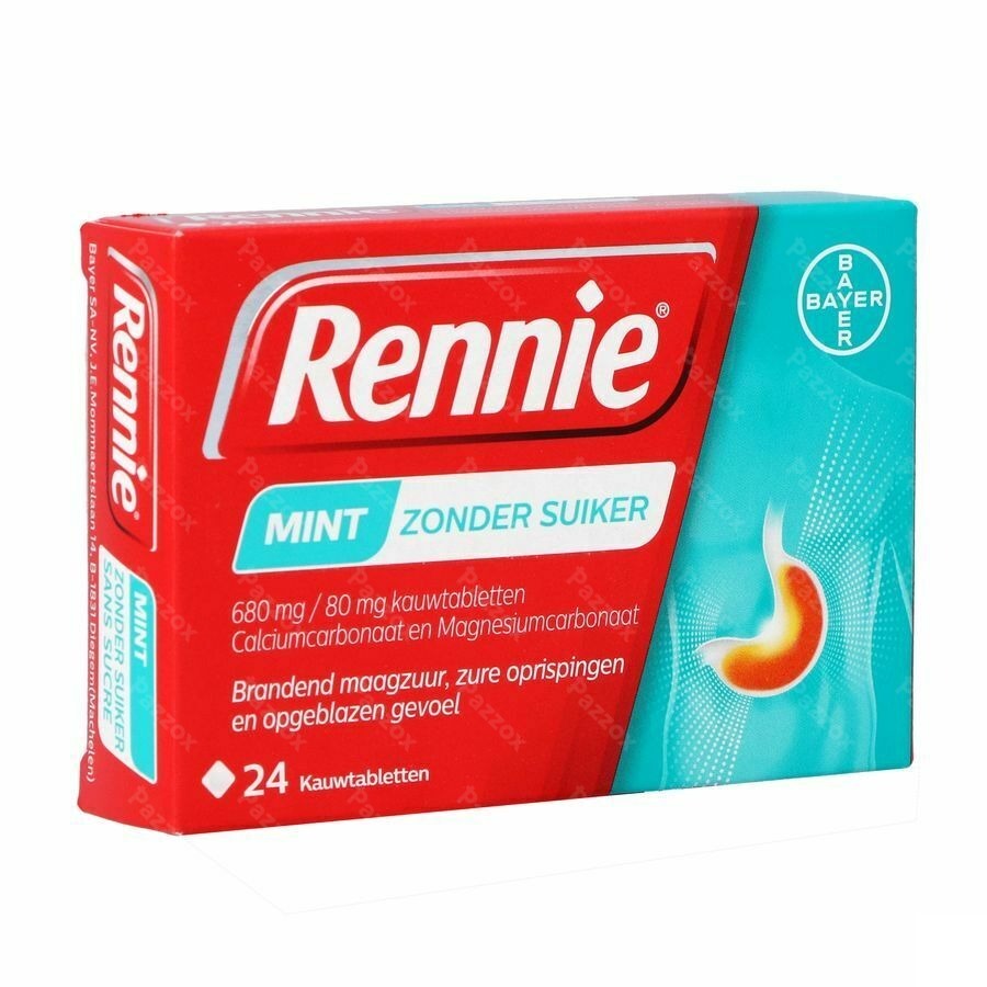 Rennie Mint Z/suiker Kauwtabletten 24