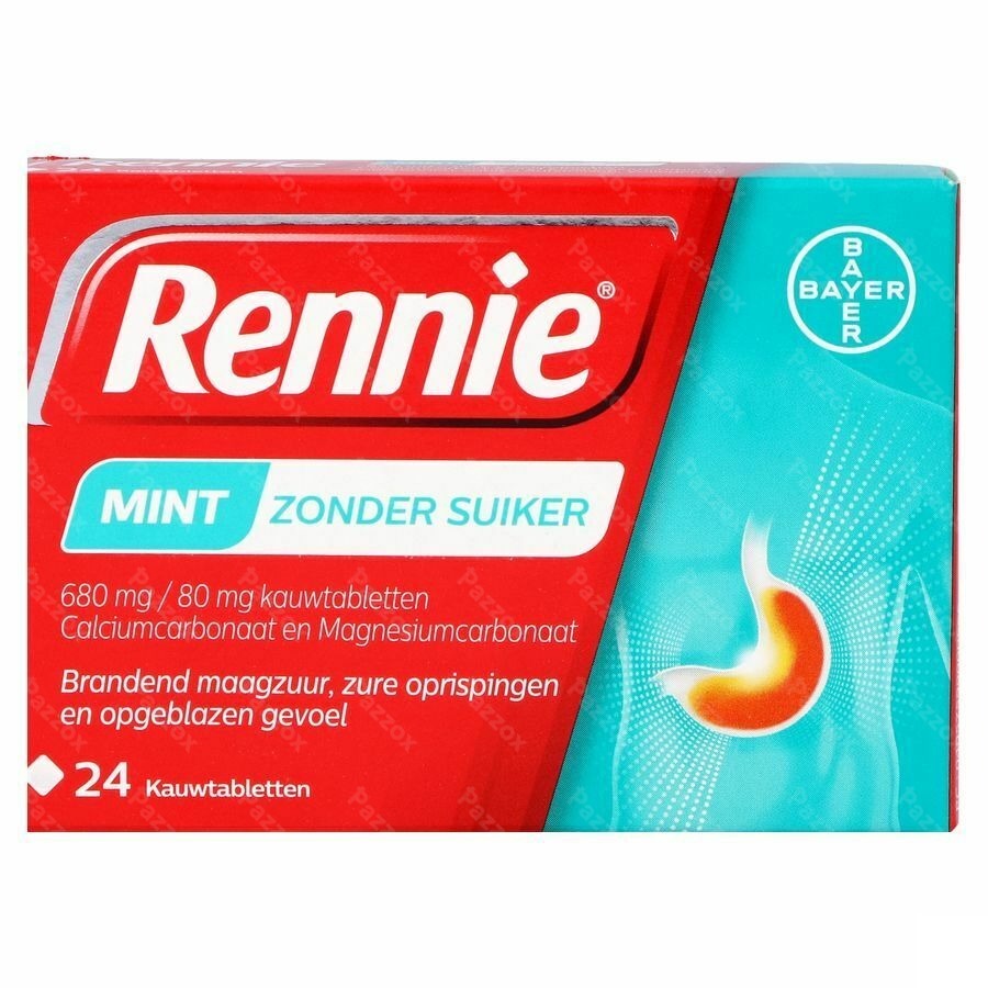 Rennie Mint Z/suiker Kauwtabletten 24