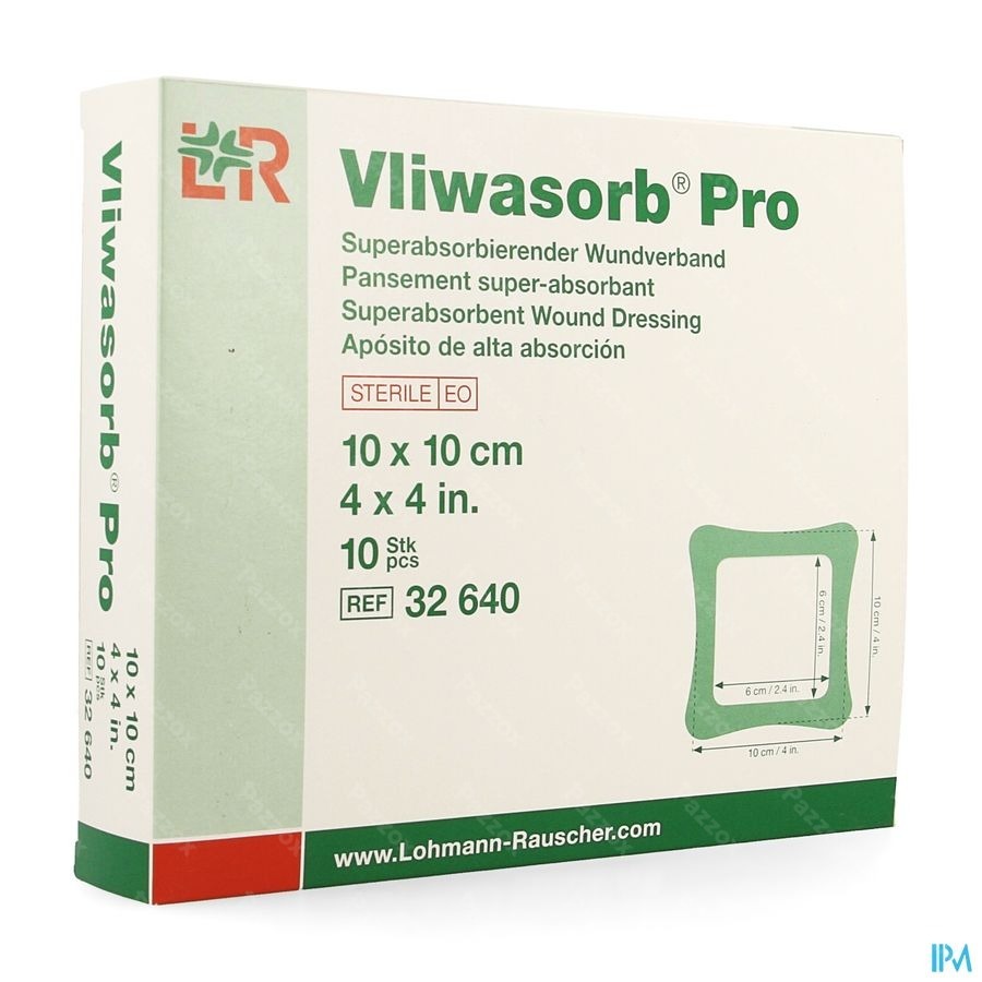 Vliwasorb Pro Verband 10x10cm 10 32640
