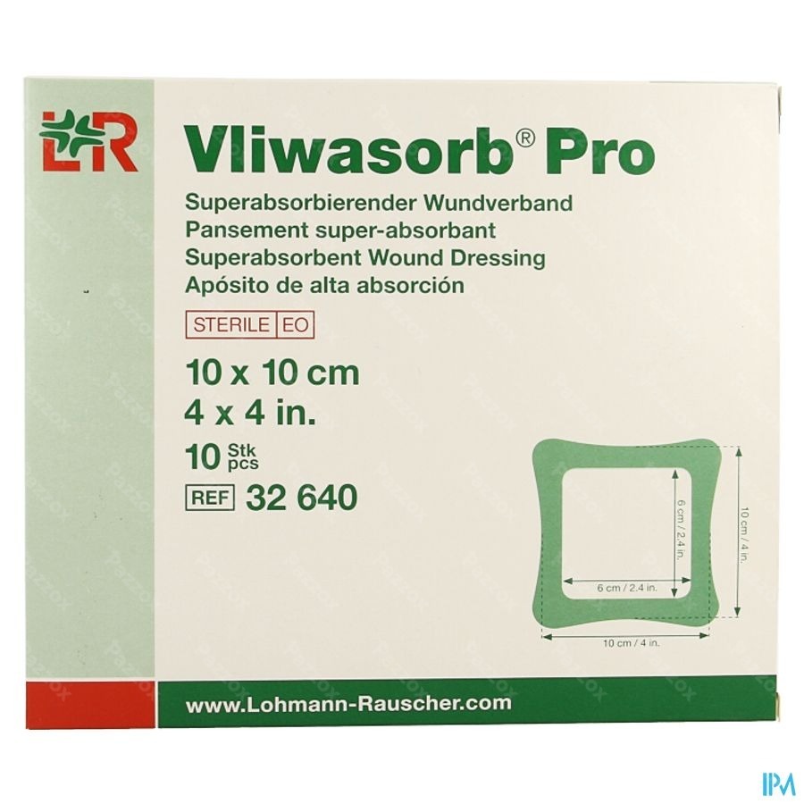 Vliwasorb Pro Verband 10x10cm 10 32640