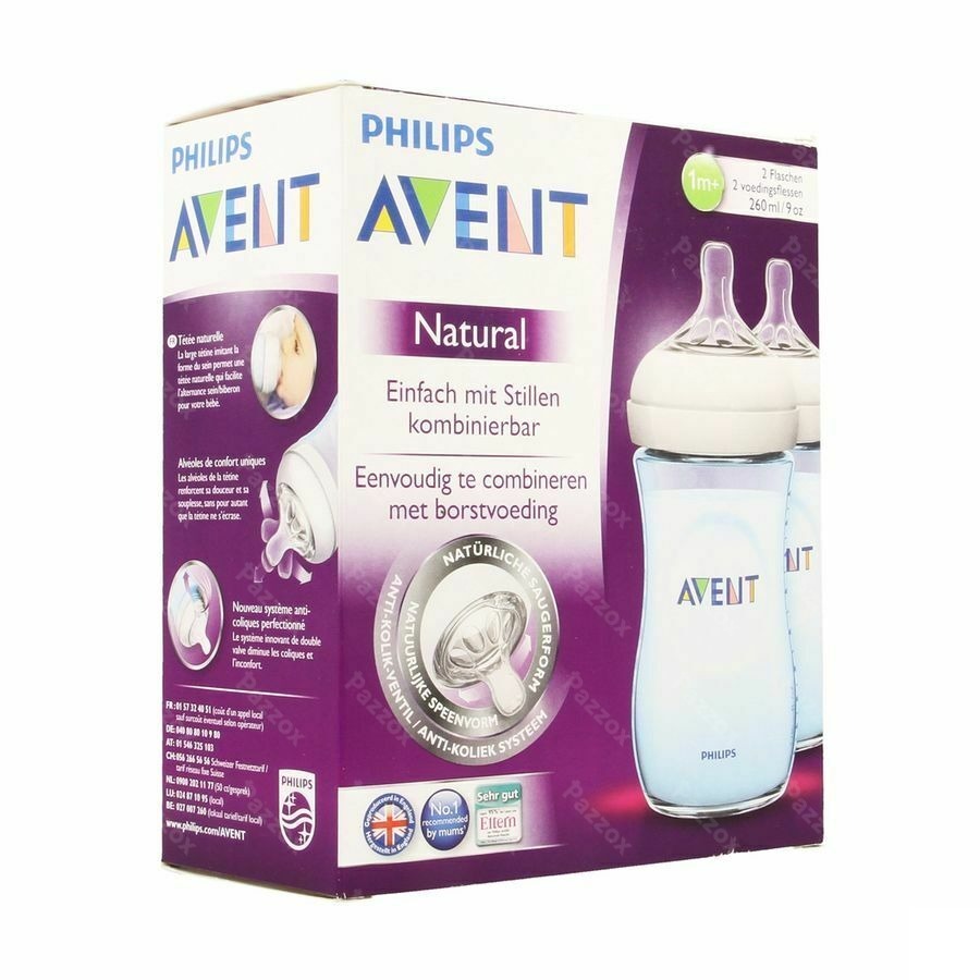 Philips Avent Zuigfles Natural Blauw Duo 2x260ml