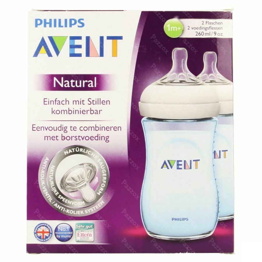Philips Avent Zuigfles Natural Blauw Duo 2x260ml