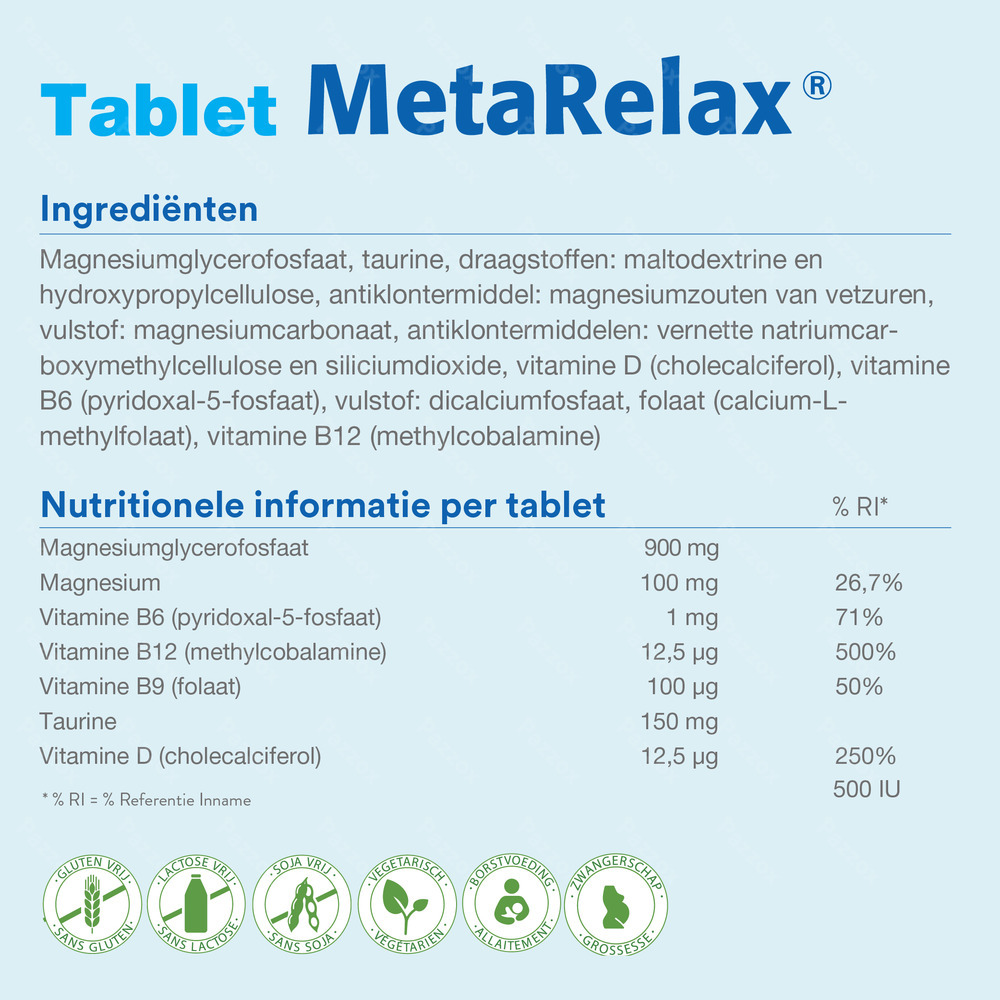 Metagenics MetaRelax Voor Stress, Vermoeidheid En Spieren 90 Tabletten
