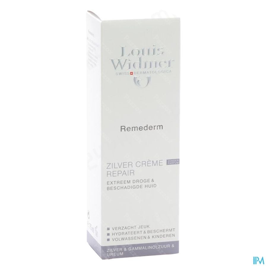 Louis Widmer Remederm Zilvercrème Zonder Parfum Tube 40ml