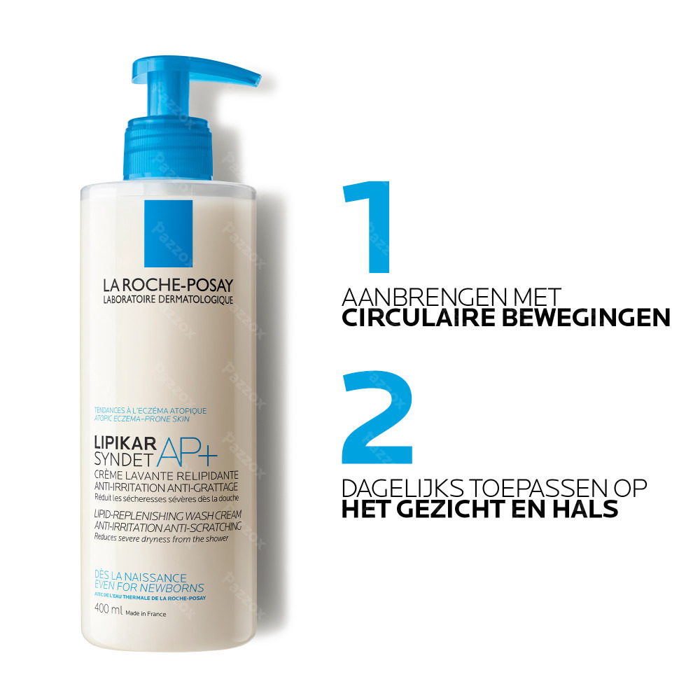 La Roche-Posay Lipikar Syndet Ap+ Douchecrème Droge, Jeukende Huid 400ml