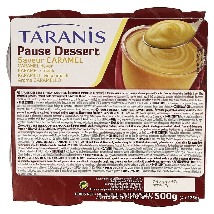 Taranis Pause Dessert Caramel 4x125g 3106 Revogan