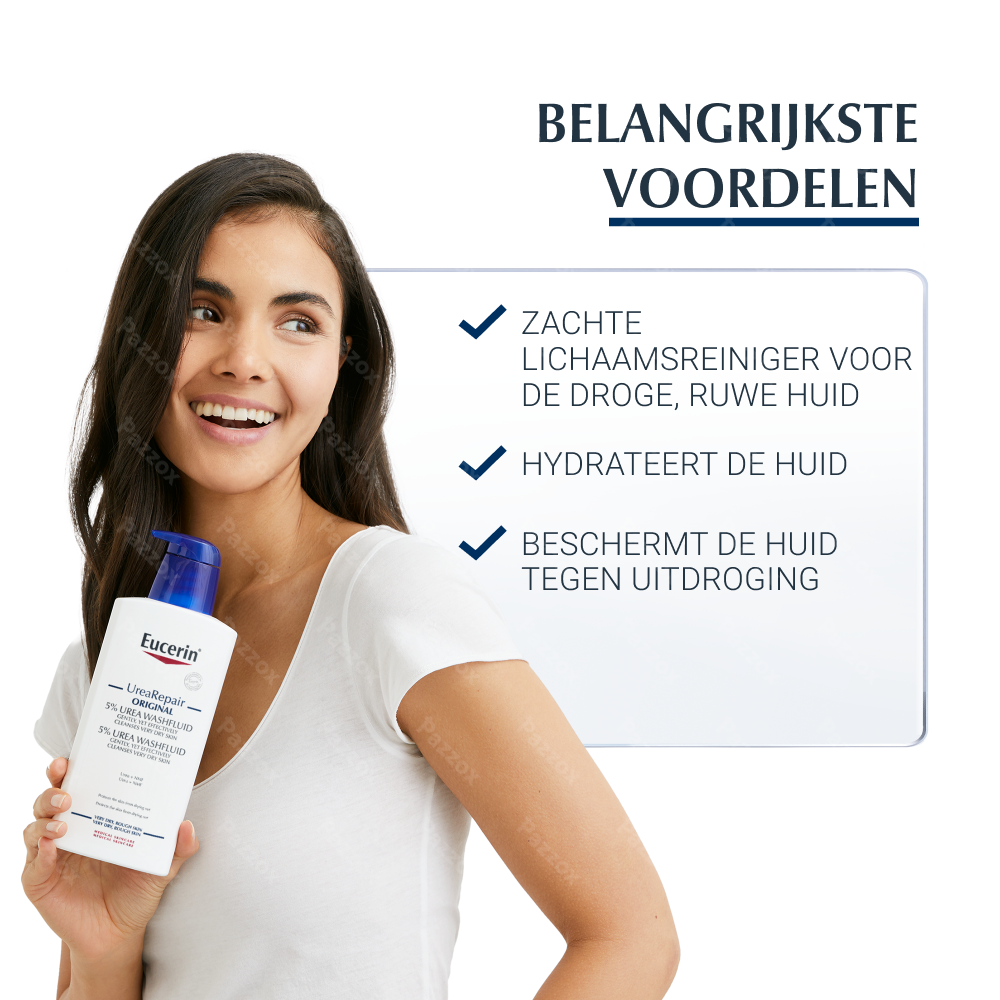 Eucerin UreaRepair Original 5% Urea Waslotion Zeer Droge en Ruwe Huid Gezicht en Lichaam 400ml