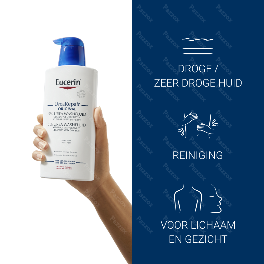 Eucerin UreaRepair Original 5% Urea Waslotion Zeer Droge en Ruwe Huid Gezicht en Lichaam 400ml