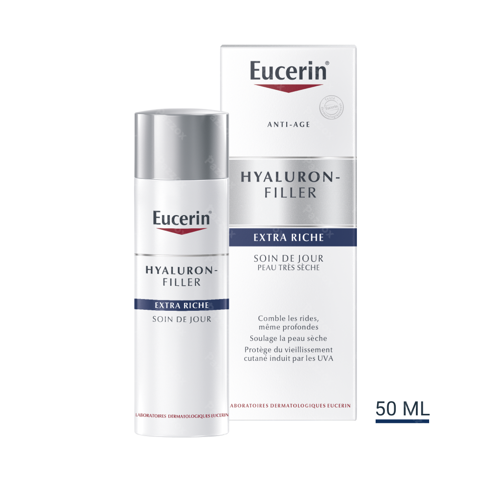 Eucerin Hyaluron-Filler Extra Riche Soin de Jour Crème Anti-Rides et Anti-Age Peau Très Sèche 50ml