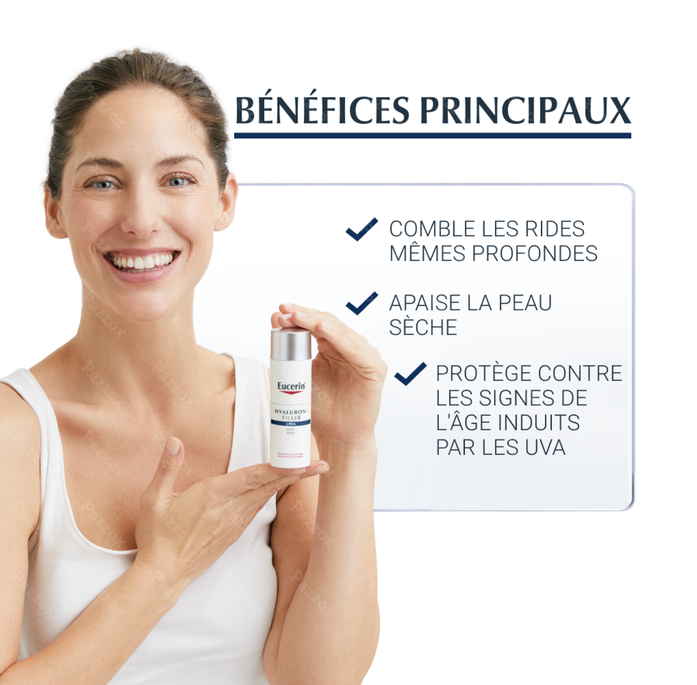 Eucerin Hyaluron-Filler Extra Riche Soin de Jour Crème Anti-Rides et Anti-Age Peau Très Sèche 50ml