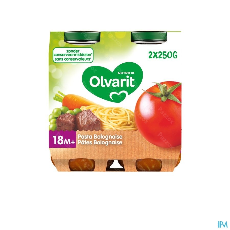 Olvarit Pasta Bolognaise 18 Maanden 2x250g 
