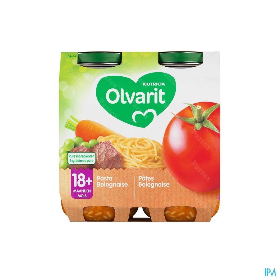 Olvarit Pasta Bolognaise 18 Maanden 2x250g 