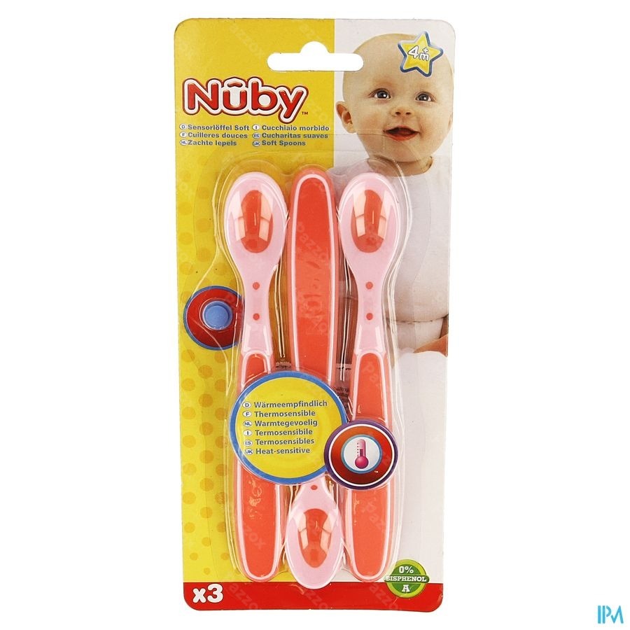 Nûby Cuillères thermosensibles - rose - 3p - 3m+