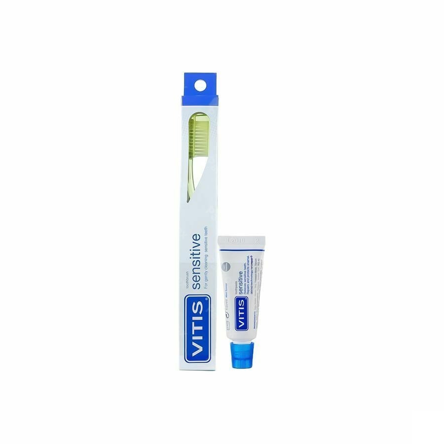 Vitis Sensitive Tandenborstel + 15ml Tandpasta