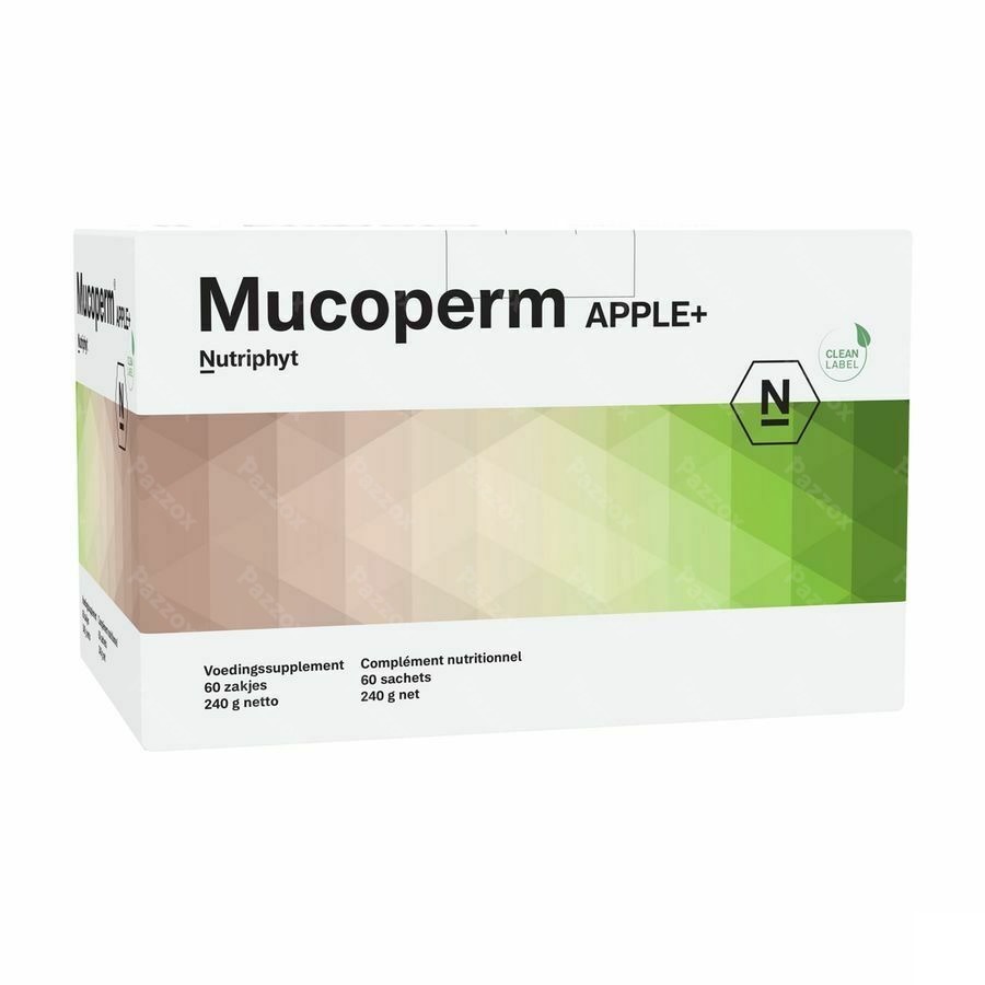Nutriphyt Mucoperm Apple+ Voedingssupplement Spijsvertering En (darm) Slijmvliezen 60 Zakjes 240g