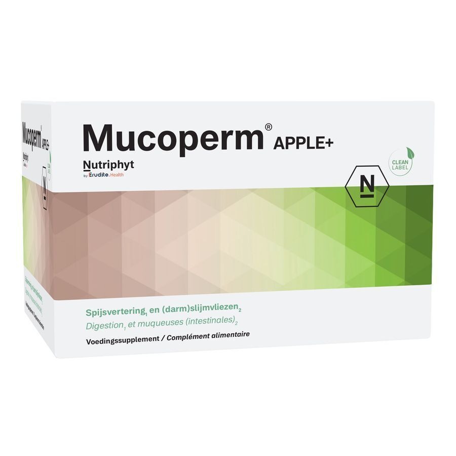 Nutriphyt Mucoperm Apple+ Voedingssupplement Spijsvertering En (darm) Slijmvliezen 60 Zakjes 240g