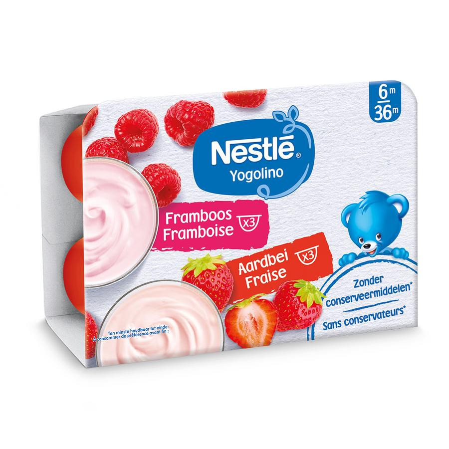 Nestle Yogolino Yaourt Framboise, Fraise Bébé 6+ Mois 6 x - Pazzox