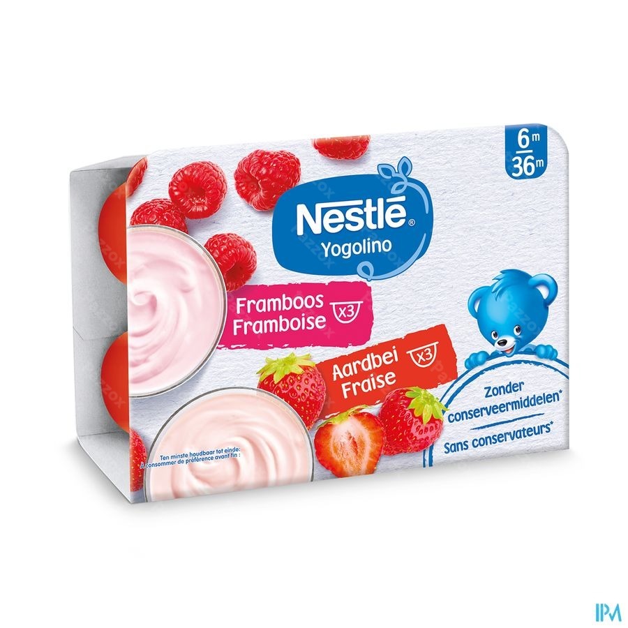 Nestle Yogolino Yaourt Framboise, Fraise Bébé 6+ Mois 6 x 60g