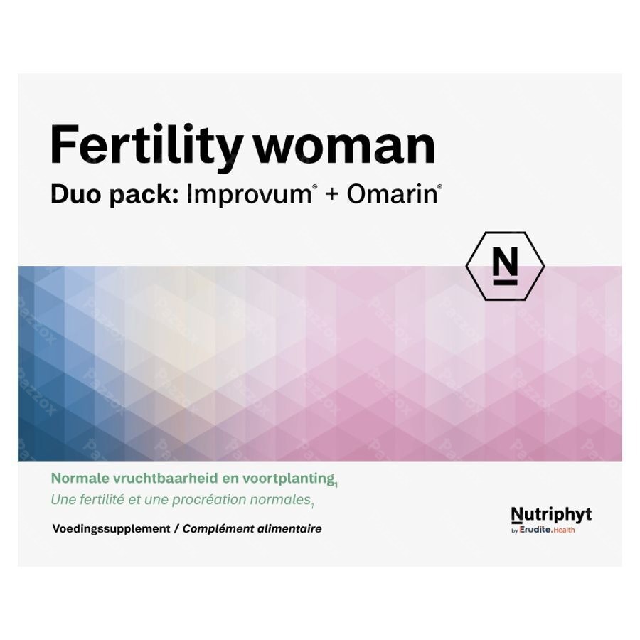 Nutriphyt Fertility Vrouw Voedingssupplement Vruchtbaarheid Duo Pack Improvum + Omarin