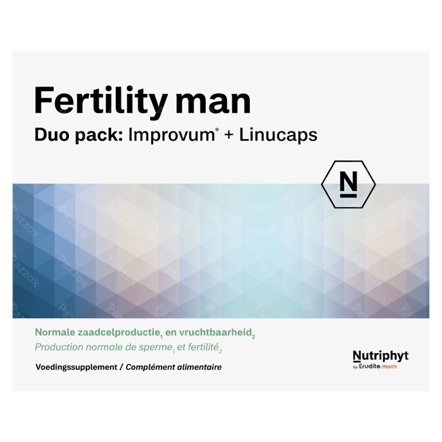 Nutriphyt Fertility Man Voedingssupplement Vruchtbaarheid Duo Pack Improvum + Linucaps