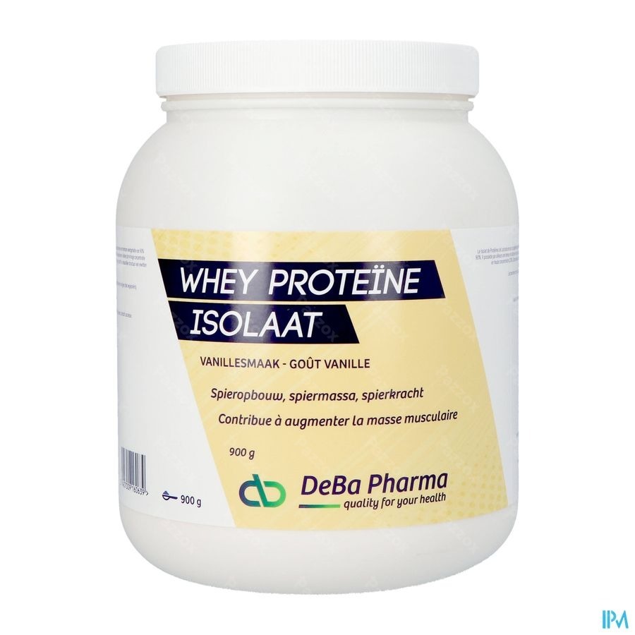 Whey Proteine Isolaat Vanille Caps 900g Deba