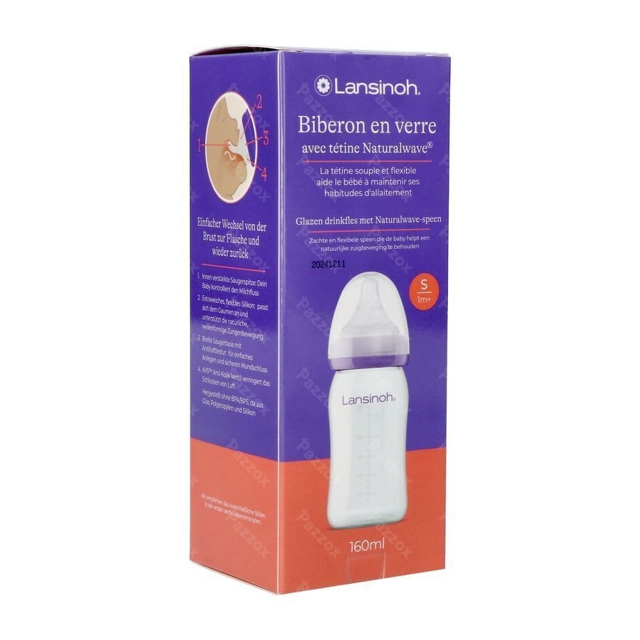Lansinoh Biberon Verre + Tetine 160ml 4