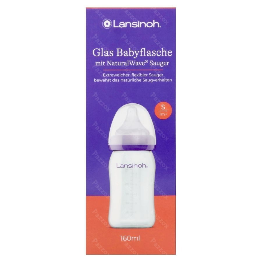 Lansinoh Glazen Zuigfles + Speen 160ml