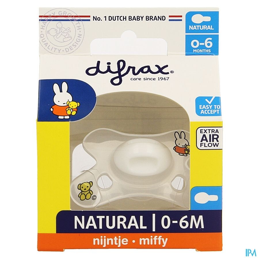 Difrax Sucette Natural 0-6m Miffy