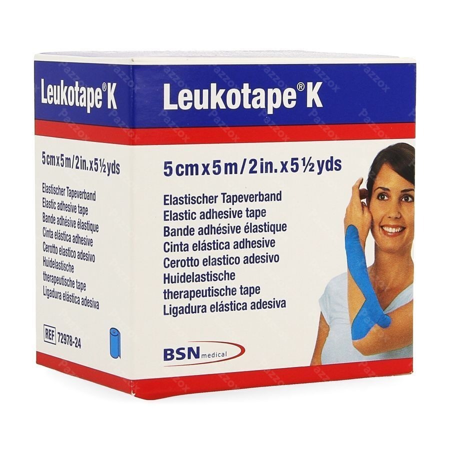 Leukotape K Kleefwindel Elast Lichtblauw 5cmx5m 1