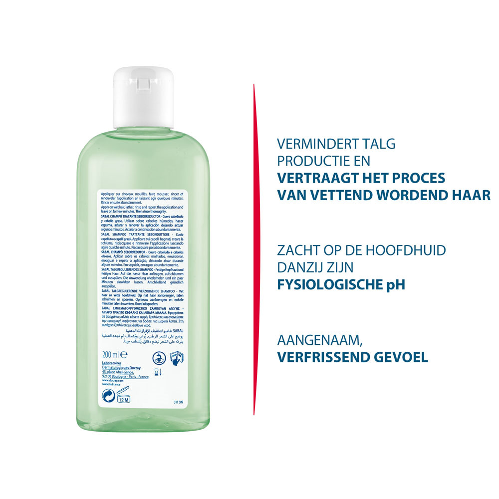 Ducray Sabal Talgregulerende Shampoo Vet Haar en Seborroe 200ml