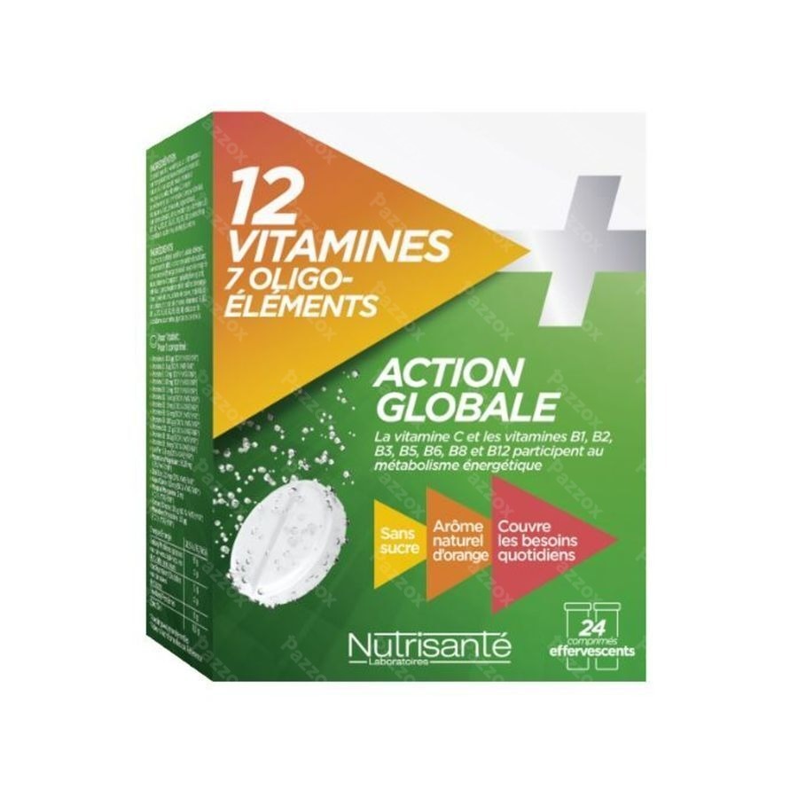 Nutrisané 12 Vitamines + 7 Oligo-élements Action Global 2x12 comprimés effervescents