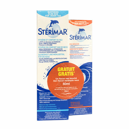 Sterimar Isotonic 100ml + Hypertonic Verstopte Neus 50ml Gratis