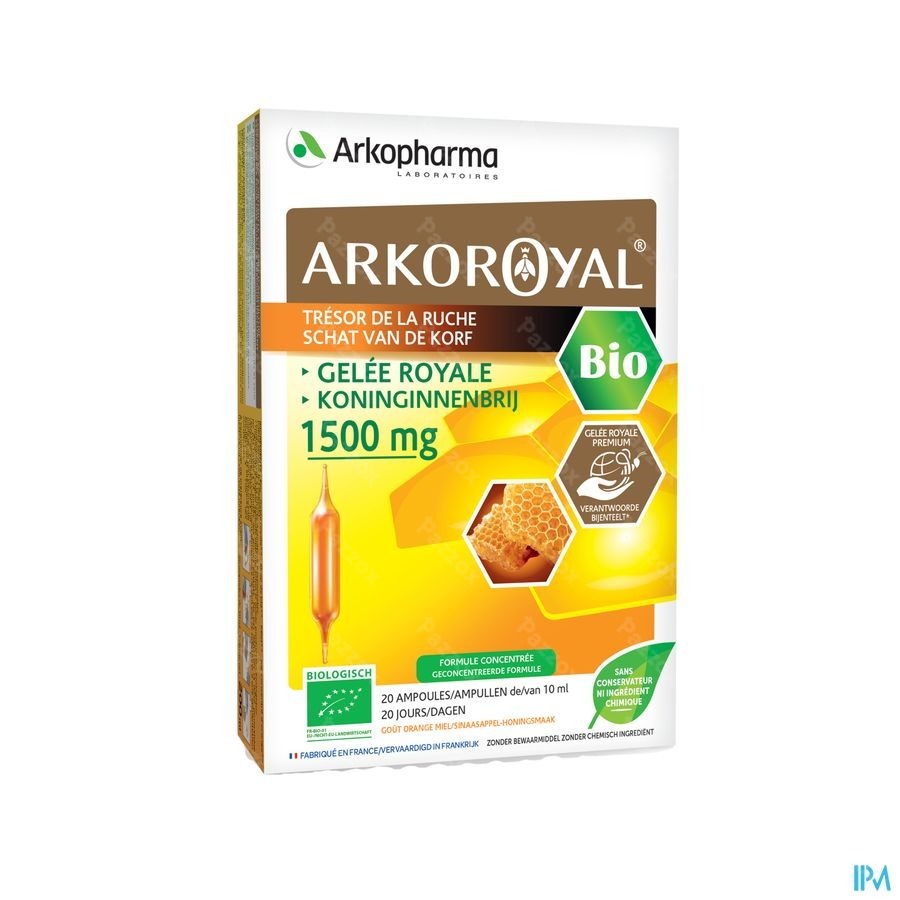 Arkoroyal Koninginnenbrij Biologisch 1500mg 20 Ampulles