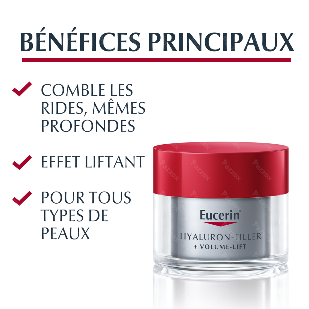 Eucerin Hyaluron-Filler + Volume Lift Soin de Nuit Crème Anti-Rides et Anti-Age 50ml