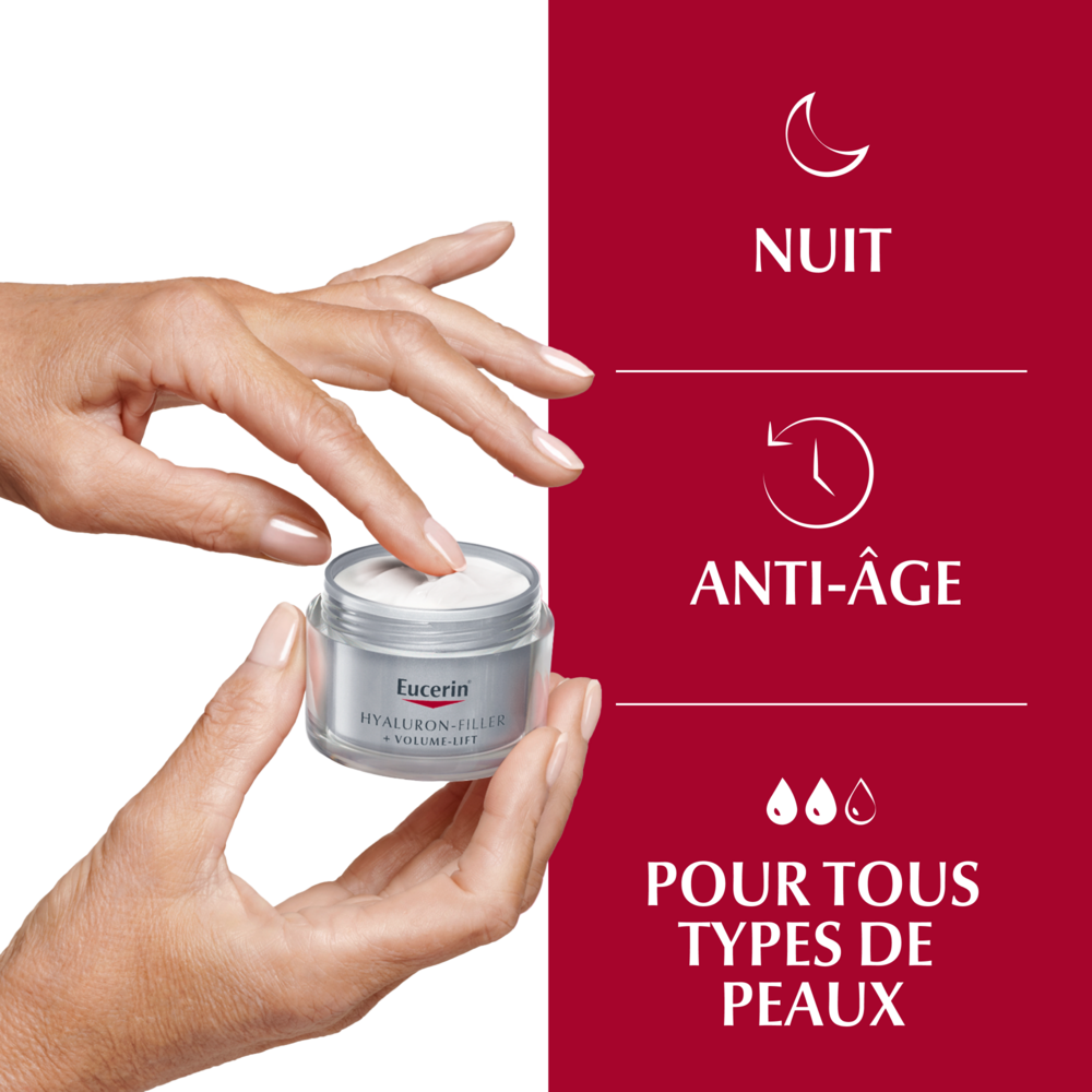 Eucerin Hyaluron-Filler + Volume Lift Soin de Nuit Crème Anti-Rides et Anti-Age 50ml