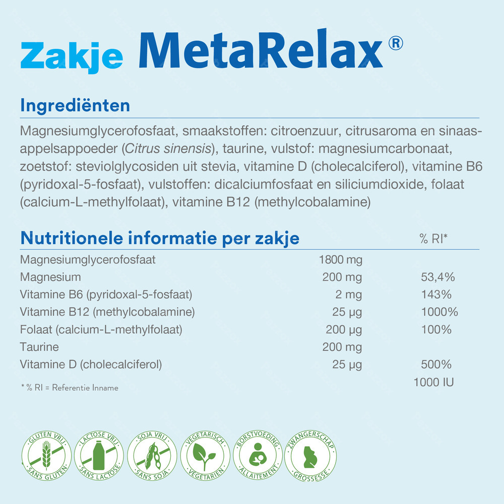 Metagenics MetaRelax Voedingssupplement Stress En Vermoeidheid 84 Zakjes
