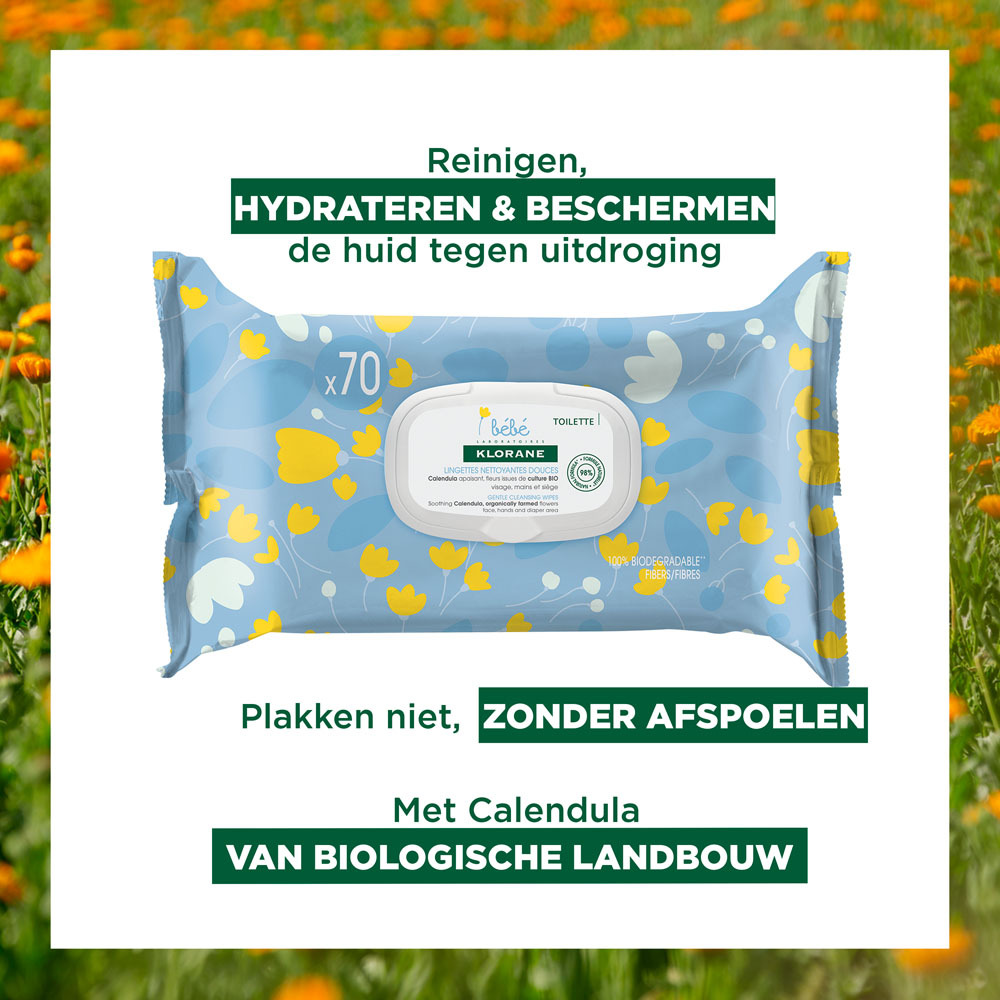 Klorane Baby Reinigingsdoekjes 70stuks