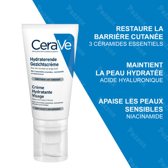CeraVe Creme Hydratante Visage 52ml - Pazzox, pharmacie en ligne