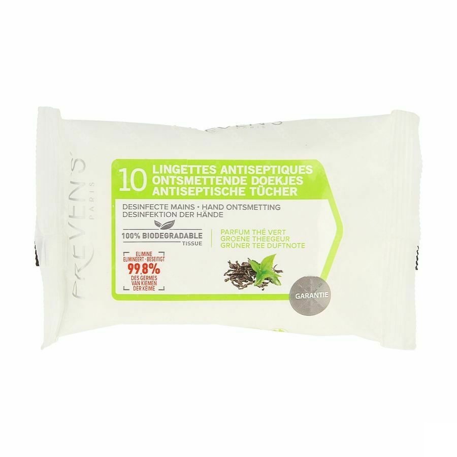 Preven's Doekjes A/septisch Groene Thee Pocket 10