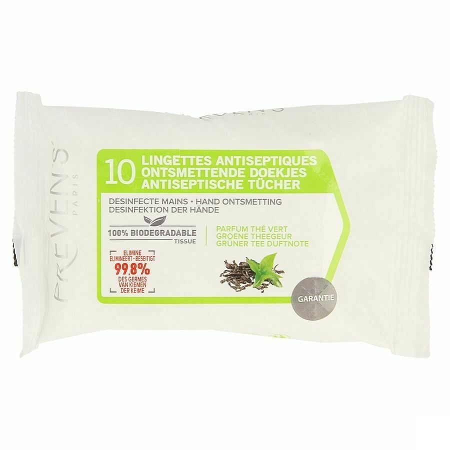 Preven's Doekjes A/septisch Groene Thee Pocket 10