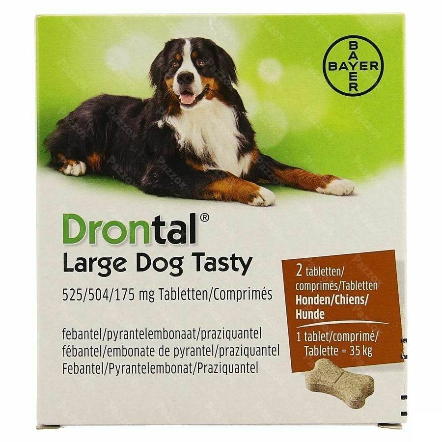 Drontal Large Dog Tasty 525/504/175mg Comp 1x2