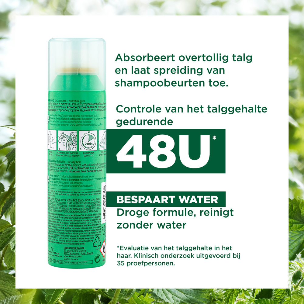 Klorane Talgregulerende Droogshampoo Met Brandnetel Vet Haar 150ml