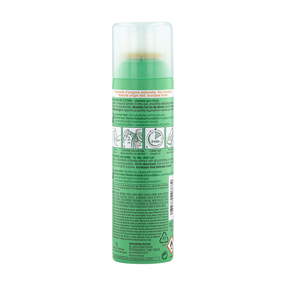 Klorane Droogshampoo Talgregulerend Met Brandnetel Vet + Bruin Haar 150ml