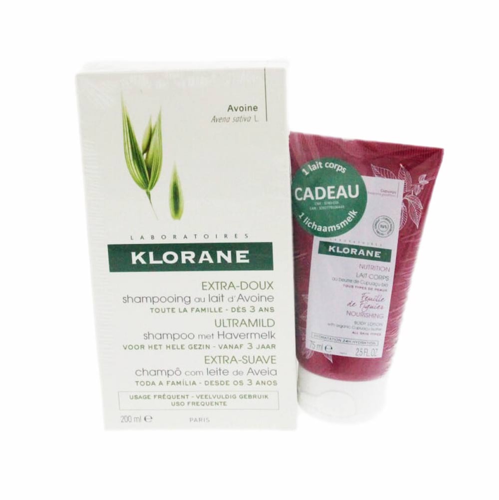 Klorane Ultramilde Shampoo Met Havermelk 200ml + Gratis Bodymelk Vijg