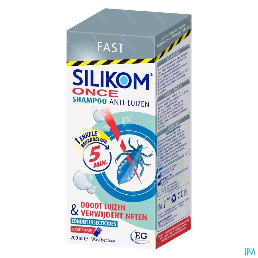 Silikom Once Shampoo Anti-Luizen en Neten Zonder Insecticiden 200ml + Kam